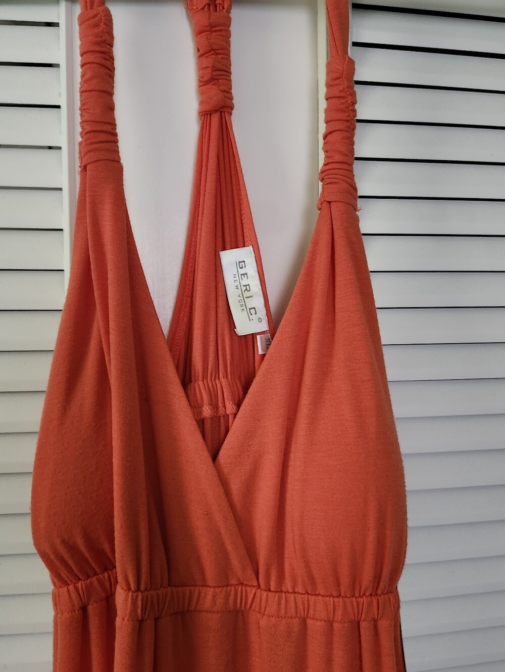 Sleeveless Coral V-Neck Maxi Dress with Elastic Waist